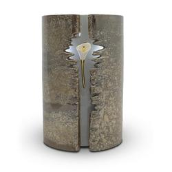 Ceramic LED Urn (Brown with Lily) - Adult