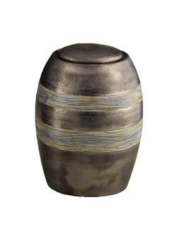 Ceramic Urn (Brown with Textured Stripes) - Adult