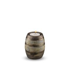 Ceramic Candle Holder (Brown with Textured Stripes) - Keepsake