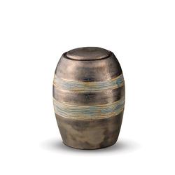 Ceramic Urn (Brown with Textured Stripes) - Medium