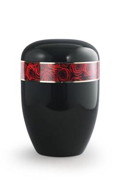 Arboform Red Roses Border Urn (Black) - XL Adult