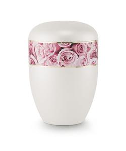 Arboform Pink Rose Border Urn (Pearl) - XL Adult