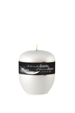 Ceramic Feather Border Candle Holder (White) - Keepsake