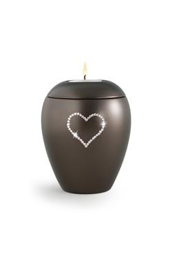Ceramic Crystal Heart Candle Holder (Chocolate) - Keepsake (END OF LINE)