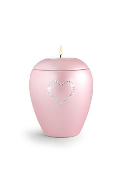 Ceramic Crystal Heart Candle Holder (Baby Pink) - Keepsake (END OF LINE)