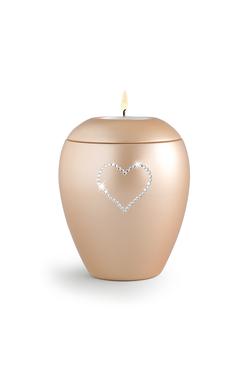Ceramic Crystal Heart Candle Holder (Apricot) - Keepsake (END OF LINE)