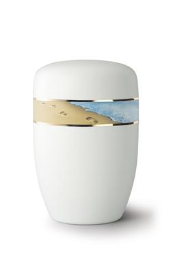 Steel Footprints Border Urn (White) - XL Adult
