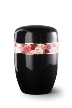 Steel Pink Roses Border Urn (Black) - XL Adult