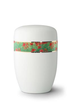 Steel Poppies Border Urn (White) - XL Adult