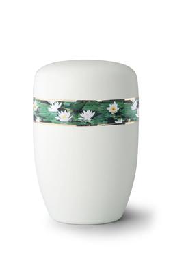 Steel Water Lily Border Urn (White) - XL Adult