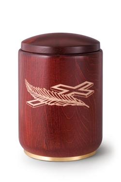 Wooden Cross and Feather Urn (Stained Mahogany) - XL Adult