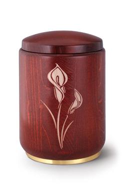 Wooden Calla Lily Urn (Stained Mahogany) - XL Adult