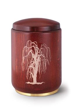 Wooden Weeping Willow Urn (Stained Mahogany) - XL Adult